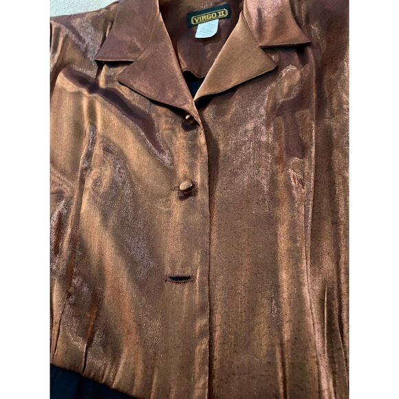 Vintage Virgo II Bronze Metallic Black Jumpsuit 80s/90s NWT Sz 8 - Picture 8 of 8